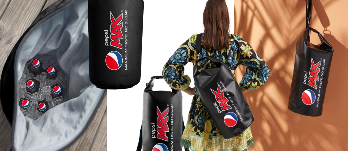 Black Pepsi Max coolerbag with Pepsi Max bottles