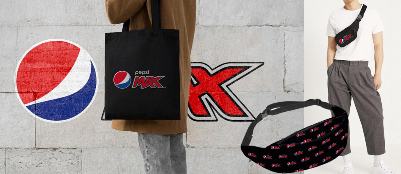 Black Pepsi max shopping bag and bum bag