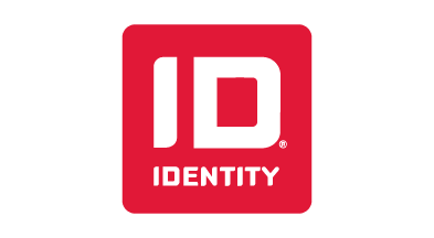 Rød og hvit Identity logo