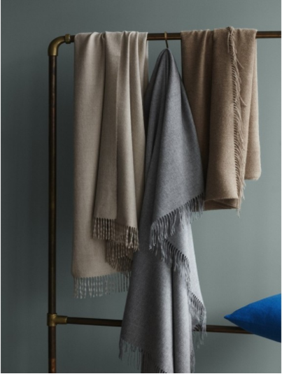Gray and beige wool blankets from Elvang