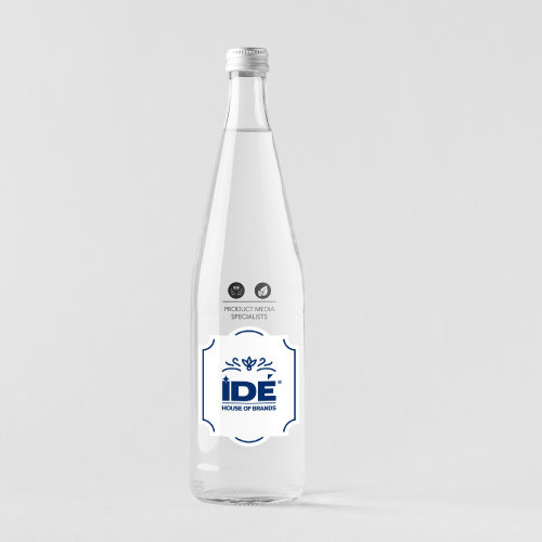 Glassflaske med IDÉ logo