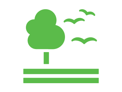 ikon grönt träd och fåglar